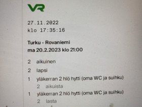 Yö-autojunalippu 20.02. / 27.02., Matkat, risteilyt ja lentoliput, Matkat ja liput, Sauvo, Tori.fi Yö-autojunalippu 20.02. / 27.02., Matkat, risteilyt ja lentoliput, Matkat ja liput, Sauvo, Tori.fi