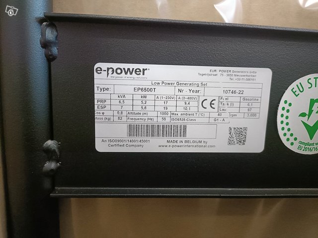 E-Power EP6500T generaattori 2