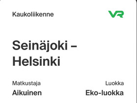 Sarjalippu sjk-hki tai hki-sjk, Matkat, risteilyt ja lentoliput, Matkat ja liput, Seinäjoki, Tori.fi