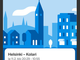 Junalippu Helsinki -Kolari (koko hytti), Matkat, risteilyt ja lentoliput, Matkat ja liput, Vantaa, Tori.fi Junalippu Helsinki -Kolari (koko hytti), Matkat, risteilyt ja lentoliput, Matkat ja liput, Vantaa, Tori.fi