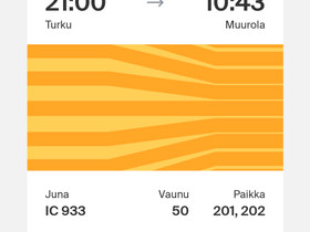 Junalippu Turku-Muurola 30.4, Matkat, risteilyt ja lentoliput, Matkat ja liput, Rovaniemi, Tori.fi Junalippu Turku-Muurola 30.4, Matkat, risteilyt ja lentoliput, Matkat ja liput, Rovaniemi, Tori.fi