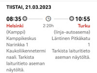 Hki-Turku ti 21.3. 8:35 lht Onnibus