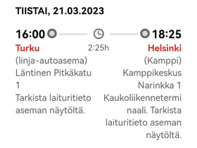 Turku-Hki ti 21.3. klo 16:00 lähtö Onnibus, Matkat, risteilyt ja lentoliput, Matkat ja liput, Helsinki, Tori.fi Turku-Hki ti 21.3. klo 16:00 lähtö Onnibus, Matkat, risteilyt ja lentoliput, Matkat ja liput, Helsinki, Tori.fi