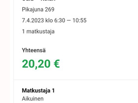 Junalippu Oulu-Kolari 7.4.2023, Matkat, risteilyt ja lentoliput, Matkat ja liput, Oulu, Tori.fi