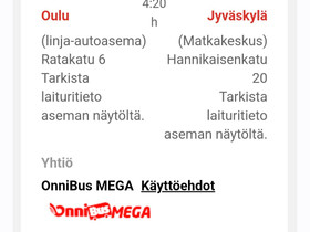 Bussilippu 24.3.2023 Oulu - Turku, Matkat, risteilyt ja lentoliput, Matkat ja liput, Oulu, Tori.fi