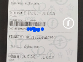 Elokuvalippu Finnkino, Keikat, konsertit ja tapahtumat, Matkat ja liput, Pirkkala, Tori.fi Elokuvalippu Finnkino, Keikat, konsertit ja tapahtumat, Matkat ja liput, Pirkkala, Tori.fi