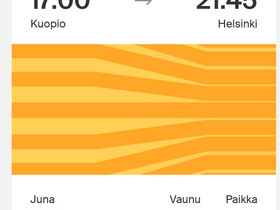 Junalippu Kuopiosta Helsinkiin tänään, Matkat, risteilyt ja lentoliput, Matkat ja liput, Espoo, Tori.fi Junalippu Kuopiosta Helsinkiin tänään, Matkat, risteilyt ja lentoliput, Matkat ja liput, Espoo, Tori.fi