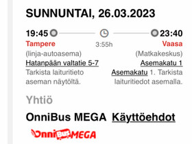 Ilmainen Tampere -Vaasa Su 26.3 bussilippu, Matkat, risteilyt ja lentoliput, Matkat ja liput, Vaasa, Tori.fi Ilmainen Tampere -Vaasa Su 26.3 bussilippu, Matkat, risteilyt ja lentoliput, Matkat ja liput, Vaasa, Tori.fi