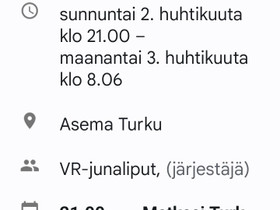 Junalippu peruuntumisen vuoksi Turku - Oulu, Matkat, risteilyt ja lentoliput, Matkat ja liput, Turku, Tori.fi