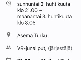 Junalippu peruuntumisen vuoksi Turku - Oulu, Matkat, risteilyt ja lentoliput, Matkat ja liput, Turku, Tori.fi Junalippu peruuntumisen vuoksi Turku - Oulu, Matkat, risteilyt ja lentoliput, Matkat ja liput, Turku, Tori.fi