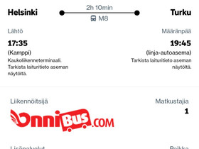 Bussilippu Helsinki-Turku, Matkat, risteilyt ja lentoliput, Matkat ja liput, Pori, Tori.fi Bussilippu Helsinki-Turku, Matkat, risteilyt ja lentoliput, Matkat ja liput, Pori, Tori.fi