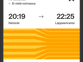 Junalippu, Helsinki-LPR 12.5.2023 klo 20:19, Matkat, risteilyt ja lentoliput, Matkat ja liput, Espoo, Tori.fi