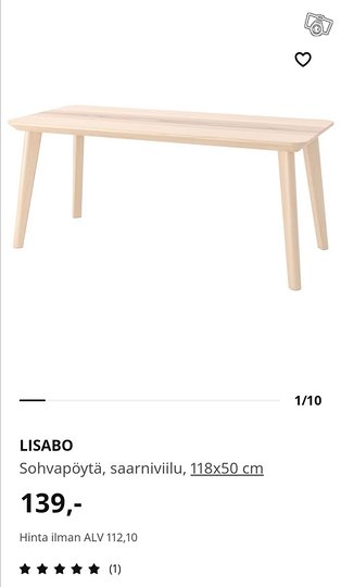 O: Ikean LISABO sohvapöytä tmv, ...