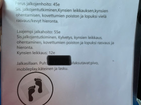 Jalat kuntoon, Palvelut, Kouvola, Tori.fi