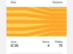 Junalippu Oulusta Turkuun aikuinen, Matkat, risteilyt ja lentoliput, Matkat ja liput, Oulu, Tori.fi Junalippu Oulusta Turkuun aikuinen, Matkat, risteilyt ja lentoliput, Matkat ja liput, Oulu, Tori.fi
