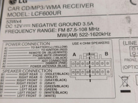 LG LCF600UR autosoitin, Autostereot ja tarvikkeet, Auton varaosat ja tarvikkeet, Varkaus, Tori.fi LG LCF600UR autosoitin, Autostereot ja tarvikkeet, Auton varaosat ja tarvikkeet, Varkaus, Tori.fi
