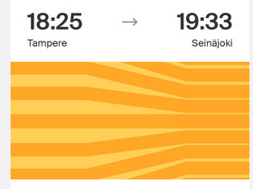 30.5. Tampere-Seinjoki junalippu, Matkat, risteilyt ja lentoliput, Matkat ja liput, Vaasa, Tori.fi