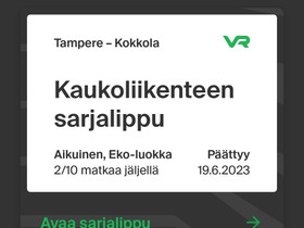 Junalippu välille Tampere - Kokkola, Matkat, risteilyt ja lentoliput, Matkat ja liput, Tampere, Tori.fi Junalippu välille Tampere - Kokkola, Matkat, risteilyt ja lentoliput, Matkat ja liput, Tampere, Tori.fi