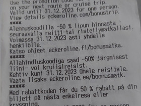 Eckerölinen etukoodit, Matkat, risteilyt ja lentoliput, Matkat ja liput, Tampere, Tori.fi
