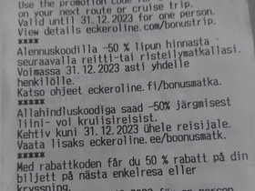 Eckerölinen etukoodit, Matkat, risteilyt ja lentoliput, Matkat ja liput, Tampere, Tori.fi Eckerölinen etukoodit, Matkat, risteilyt ja lentoliput, Matkat ja liput, Tampere, Tori.fi