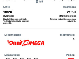 Onnibussi lippu, Matkat, risteilyt ja lentoliput, Matkat ja liput, Espoo, Tori.fi Onnibussi lippu, Matkat, risteilyt ja lentoliput, Matkat ja liput, Espoo, Tori.fi