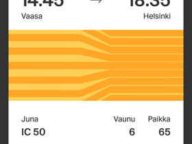 Vaasa-Helsinki 16.6., Matkat, risteilyt ja lentoliput, Matkat ja liput, Vaasa, Tori.fi Vaasa-Helsinki 16.6., Matkat, risteilyt ja lentoliput, Matkat ja liput, Vaasa, Tori.fi