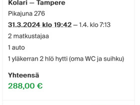Autojunalippu Kolari - Tampere, Matkat, risteilyt ja lentoliput, Matkat ja liput, Turku, Tori.fi Autojunalippu Kolari - Tampere, Matkat, risteilyt ja lentoliput, Matkat ja liput, Turku, Tori.fi