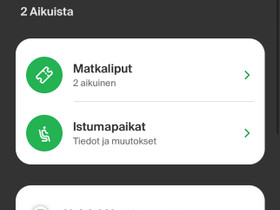 Junalippu Helsinki-Kajaani 14.10. 2kpl, Matkat, risteilyt ja lentoliput, Matkat ja liput, Kajaani, Tori.fi