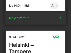 Junalippu Tampere-Helsinki, Matkat, risteilyt ja lentoliput, Matkat ja liput, Ylöjärvi, Tori.fi