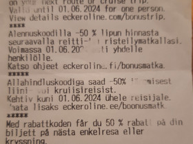 Eckerö line bonusmatkoja 6kpl, Matkat, risteilyt ja lentoliput, Matkat ja liput, Espoo, Tori.fi Eckerö line bonusmatkoja 6kpl, Matkat, risteilyt ja lentoliput, Matkat ja liput, Espoo, Tori.fi
