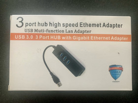 3-Porttinen USB 3.0 HUB RJ45 Ethernet-Sovittimella, Oheislaitteet, Tietokoneet ja lisälaitteet, Tampere, Tori.fi