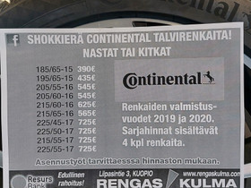 Erikoiser Continental nastaa tai kitkaa, Renkaat ja vanteet, Kuopio, Tori.fi