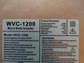 WVC-1200 MPPT Solar Grid Tie Invertteri, Sähkötarvikkeet, Rakennustarvikkeet ja työkalut, Vantaa, Tori.fi WVC-1200 MPPT Solar Grid Tie Invertteri, Sähkötarvikkeet, Rakennustarvikkeet ja työkalut, Vantaa, Tori.fi