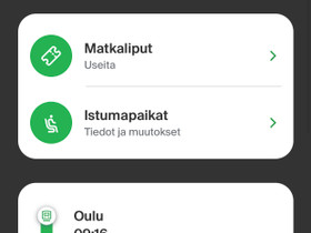 M: junaliput Oulu-Seinäjoki, Matkat, risteilyt ja lentoliput, Matkat ja liput, Oulu, Tori.fi