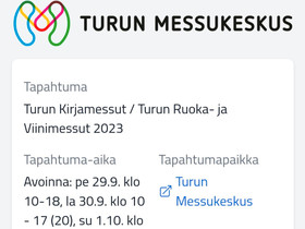 Turun Kirja-Ruoka-Viinimessut liput, Keikat, konsertit ja tapahtumat, Matkat ja liput, Turku, Tori.fi