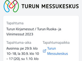 Turun Kirja-Ruoka-Viinimessut liput, Keikat, konsertit ja tapahtumat, Matkat ja liput, Turku, Tori.fi Turun Kirja-Ruoka-Viinimessut liput, Keikat, konsertit ja tapahtumat, Matkat ja liput, Turku, Tori.fi