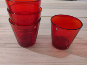 4 kpl punaisia kartio laseja 21cl, Kahvikupit, mukit ja lasit, Keittiötarvikkeet ja astiat, Tampere, Tori.fi