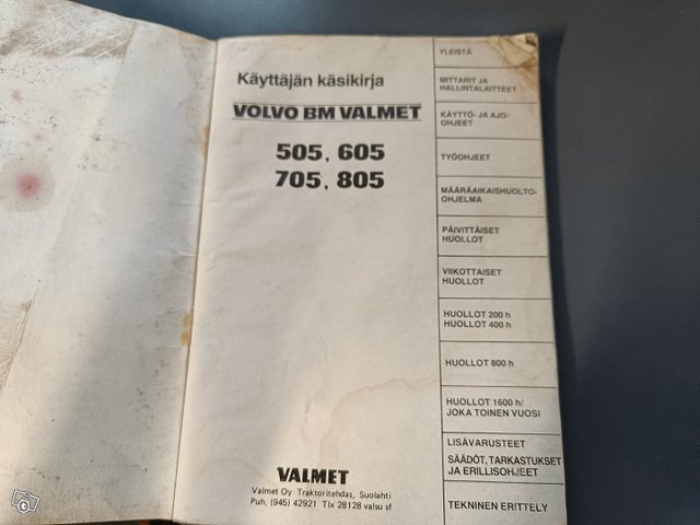 Volvo BM Valmet 505, 605, 705 ja 805 ohjekirja 2
