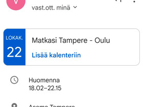 Opiskelijalippu Oulu-Tre 22.10. Klo 18, Matkat, risteilyt ja lentoliput, Matkat ja liput, Kangasala, Tori.fi Opiskelijalippu Oulu-Tre 22.10. Klo 18, Matkat, risteilyt ja lentoliput, Matkat ja liput, Kangasala, Tori.fi