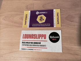 Oulu Superpark Superlippu ja robsons lounaslippu, Keikat, konsertit ja tapahtumat, Matkat ja liput, Oulu, Tori.fi Oulu Superpark Superlippu ja robsons lounaslippu, Keikat, konsertit ja tapahtumat, Matkat ja liput, Oulu, Tori.fi