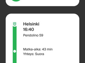 Pendolino Helsinki-Riihimäki ti 19.12. Klo 16.40, Matkat, risteilyt ja lentoliput, Matkat ja liput, Riihimäki, Tori.fi Pendolino Helsinki-Riihimäki ti 19.12. Klo 16.40, Matkat, risteilyt ja lentoliput, Matkat ja liput, Riihimäki, Tori.fi