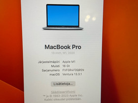 Macbook pro 2020, M1 16GB 1tb ssd, Tabletit, Tietokoneet ja lisälaitteet, Tuusula, Tori.fi