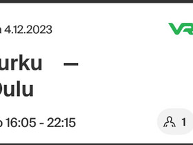 Opiskelijan junalippu Turku-Oulu 4.12., Matkat, risteilyt ja lentoliput, Matkat ja liput, Oulu, Tori.fi Opiskelijan junalippu Turku-Oulu 4.12., Matkat, risteilyt ja lentoliput, Matkat ja liput, Oulu, Tori.fi