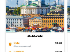 Onnibus Oulu-Helsinki 26.12.2023, Matkat, risteilyt ja lentoliput, Matkat ja liput, Vantaa, Tori.fi Onnibus Oulu-Helsinki 26.12.2023, Matkat, risteilyt ja lentoliput, Matkat ja liput, Vantaa, Tori.fi