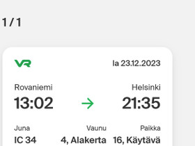 Junaliput 2kpl RVN-HKI, Matkat, risteilyt ja lentoliput, Matkat ja liput, Rovaniemi, Tori.fi Junaliput 2kpl RVN-HKI, Matkat, risteilyt ja lentoliput, Matkat ja liput, Rovaniemi, Tori.fi