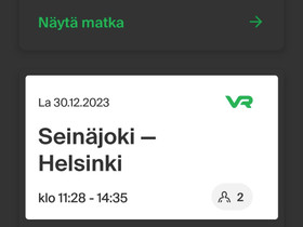 Seinäjoki Helsinki junaliput, Matkat, risteilyt ja lentoliput, Matkat ja liput, Helsinki, Tori.fi