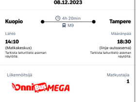 OnniBus 8.12. Kuopio-Jyväskylä-Tampere, Matkat, risteilyt ja lentoliput, Matkat ja liput, Kuopio, Tori.fi OnniBus 8.12. Kuopio-Jyväskylä-Tampere, Matkat, risteilyt ja lentoliput, Matkat ja liput, Kuopio, Tori.fi