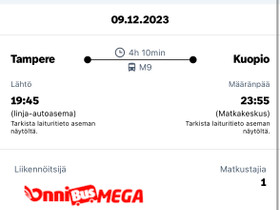 OnniBus 9.12. Tampere-Jyväskylä-Kuopio, Matkat, risteilyt ja lentoliput, Matkat ja liput, Kuopio, Tori.fi OnniBus 9.12. Tampere-Jyväskylä-Kuopio, Matkat, risteilyt ja lentoliput, Matkat ja liput, Kuopio, Tori.fi