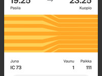 Junalippu PASILA-KUOPIO 7.12