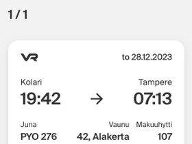 Makuuhytti, Kolari-Tampere, to 28.12, Matkat, risteilyt ja lentoliput, Matkat ja liput, Tampere, Tori.fi Makuuhytti, Kolari-Tampere, to 28.12, Matkat, risteilyt ja lentoliput, Matkat ja liput, Tampere, Tori.fi